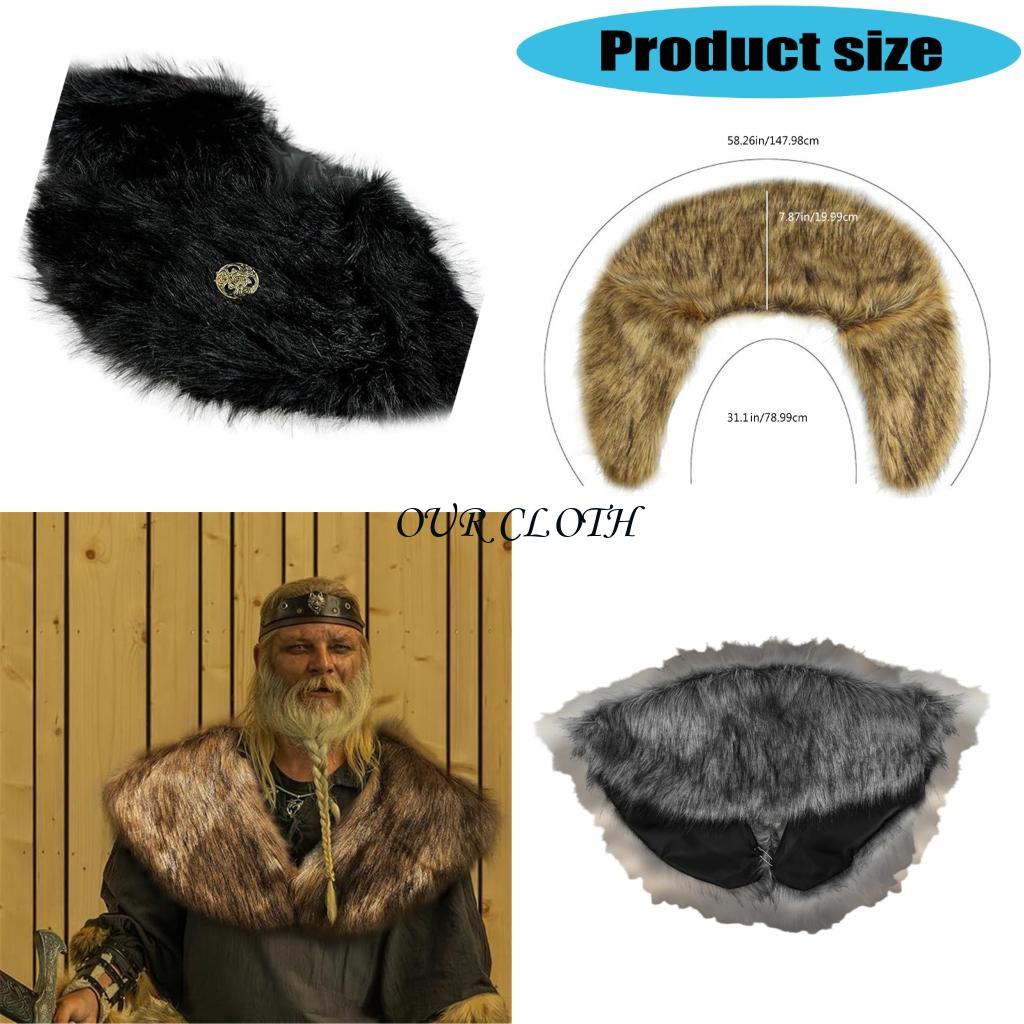 Medieval Men'S Accessories - ヴァイキンキーズファーズ中世のナイトマントルラップラップカラーウォリーオーールケープY1AC