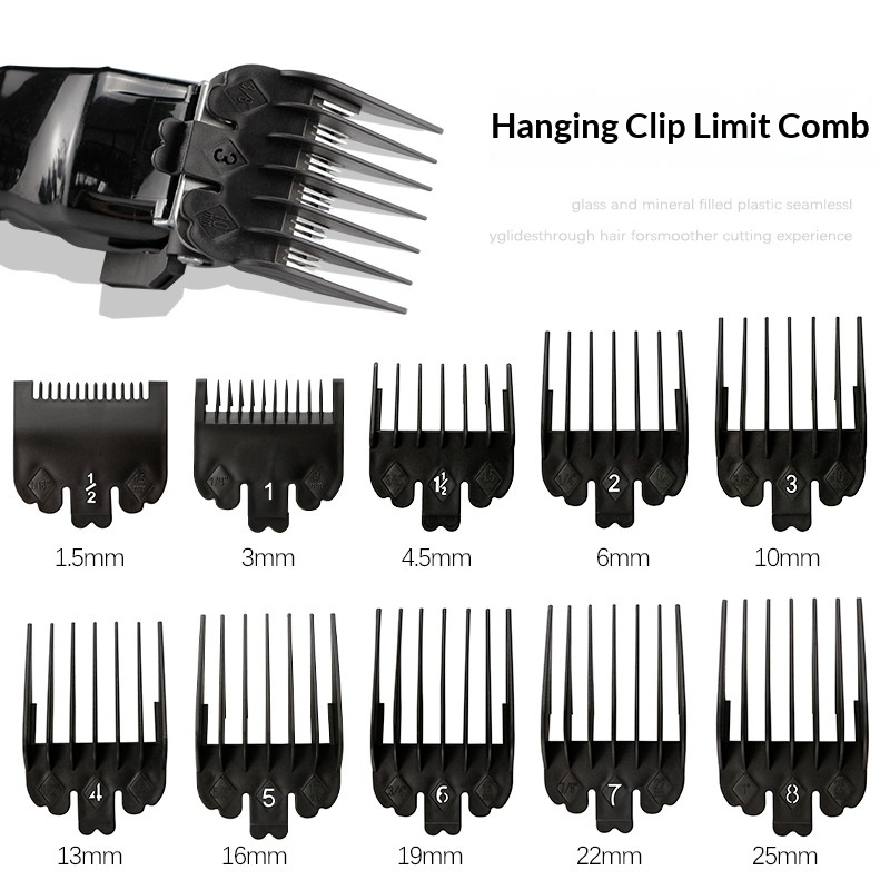 Men Accessories Guide - 8グリッドサイズメンズヘアクリッパーリミットコームサロンバーバーカッティングガイド交換可能なヘアトリマー理髪バーバー収納ツール