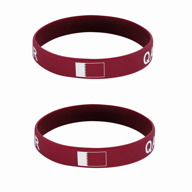 Men Accessories Qatar - 男性と女性のための世界旗のシリコーンブレスレット、スポーツゲームリストバンド、ラバーブレスレット、ファッションアクセサリー、2個