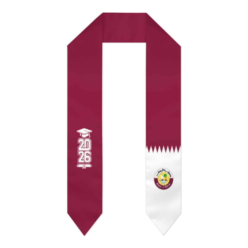 Men Accessories Qatar - 2026年卒業生用カタール国旗スカーフ卒業サッシュストール留学大人男女兼用パーティーアクセサリートッププリント