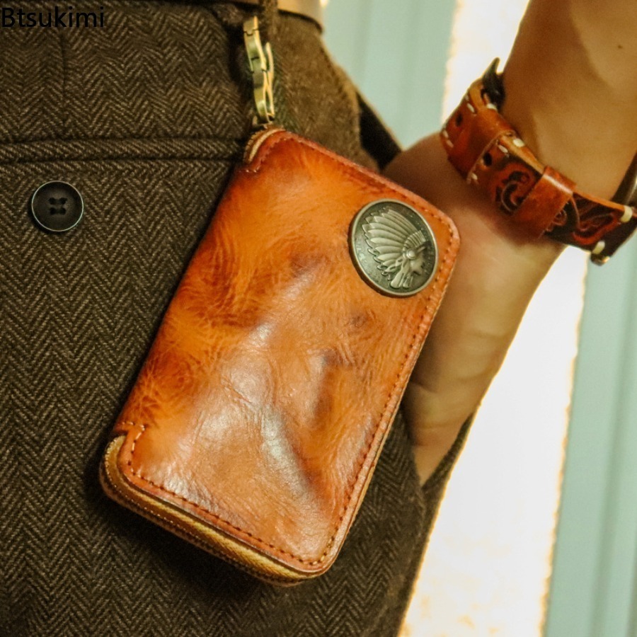 Men Accessories Organiser - 高級高品質オリジナルレザーメンズキーホルダーオーガナイザーポーチ財布レトロ家政婦キーケースメンズウエストジッパーキーバッグ