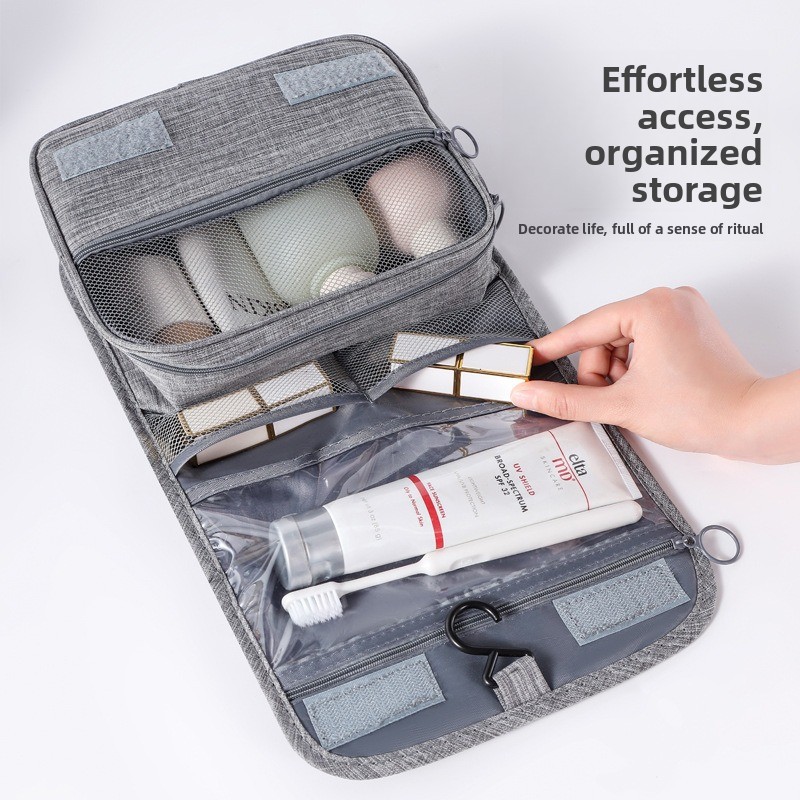 Men Accessories For Travel - 大容量吊り下げ式トイレタリーバッグ、乾湿分離型トラベルメイクアップウォッシュオーガナイザー、男性女性用フック付き