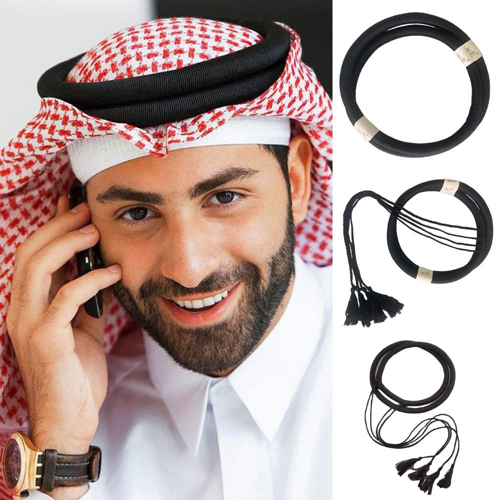 Men'S Accessories Dubai - 1 個イスラム服帽子ロープ男サウジアラビアドバイ砂漠アクセサリーヘッドロープイスラム教徒黒エガルシェマグショール