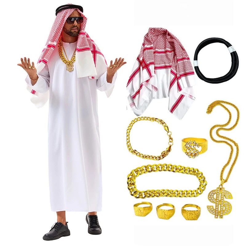 Men'S Accessories Dubai - アラブ衣装 中東服 ドバイ タイクーン コスプレ 白ロングローブ