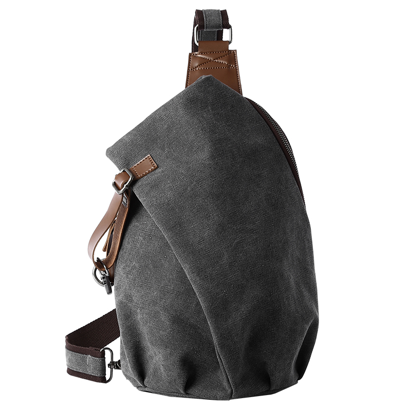 Men Accessories For Travel - MTE ELAN 大容量レトロキャンバススリングバッグ男性革チェストバッグカジュアル旅行レジャー男性オリーブグリーンショルダーバックパック