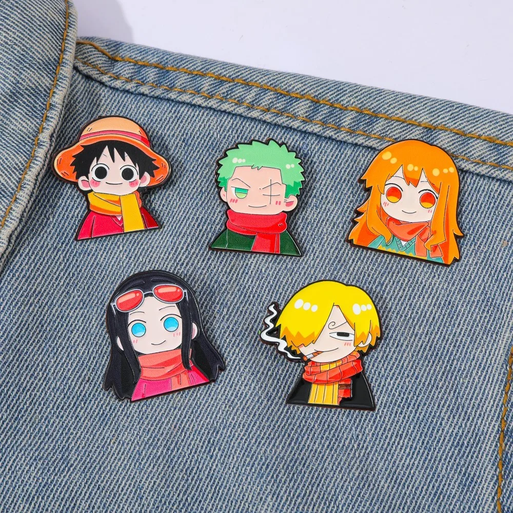 Lapel Pin Enamel - 5個入り 可愛いアニメ漫画ブローチ 面白いナミ ルフィ ゾロ エナメルピン