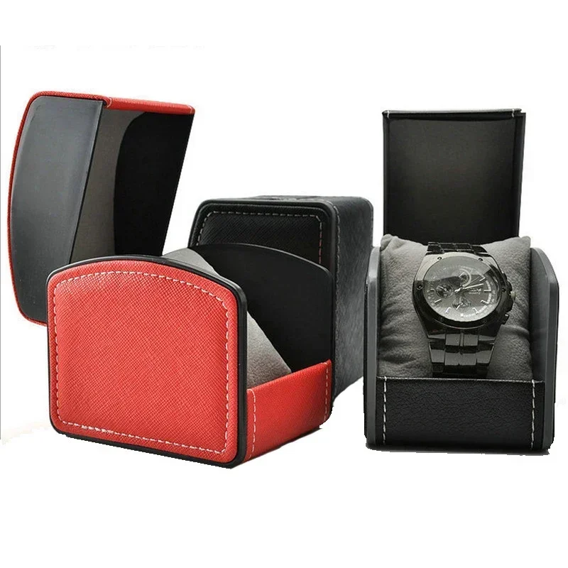 Men Accessories Organiser - ポータブル時計ボックス PU レザー時計ケースオーガナイザー収納ホルダー男性女性ブレスレットヴィンテージジュエリーボックス革枕付き
