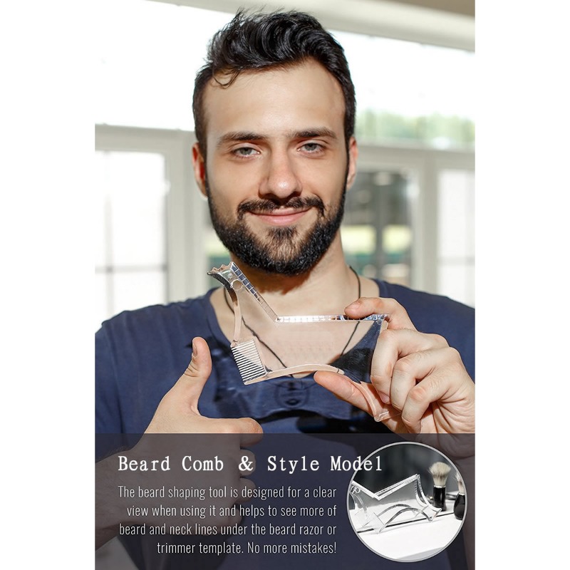 Men Accessories Guide - 髭整形ツール 口ひげスタイリングテンプレート No.6 顔の毛トリミング整形ガイド 男性用グルーミングアクセサリー