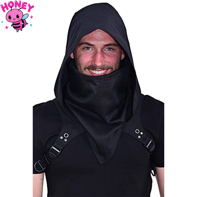Medieval Men'S Accessories - 男女兼用中世風帽子 マスク付き コスプレ小道具 仮装衣装 男女兼用忍者フード付きマント ハロウィン衣装