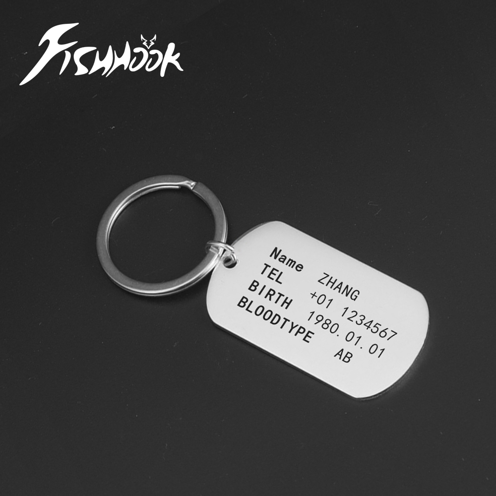 Men Accessories Silver - ミリタリーアーミータクティカルパーソナライズIDバーアメリカンドッグタグキーホルダー兵士ネームチェーンカスタム戦争ギフト男性/父親向けステンレススチール製