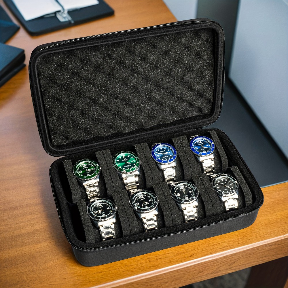 Men Accessories Organiser - 8スロットウォッチボックスオーガナイザー/メンズウォッチディスプレイ収納ケースは、最大42mmまでのすべての腕時計とスマートウォッチに適合します。