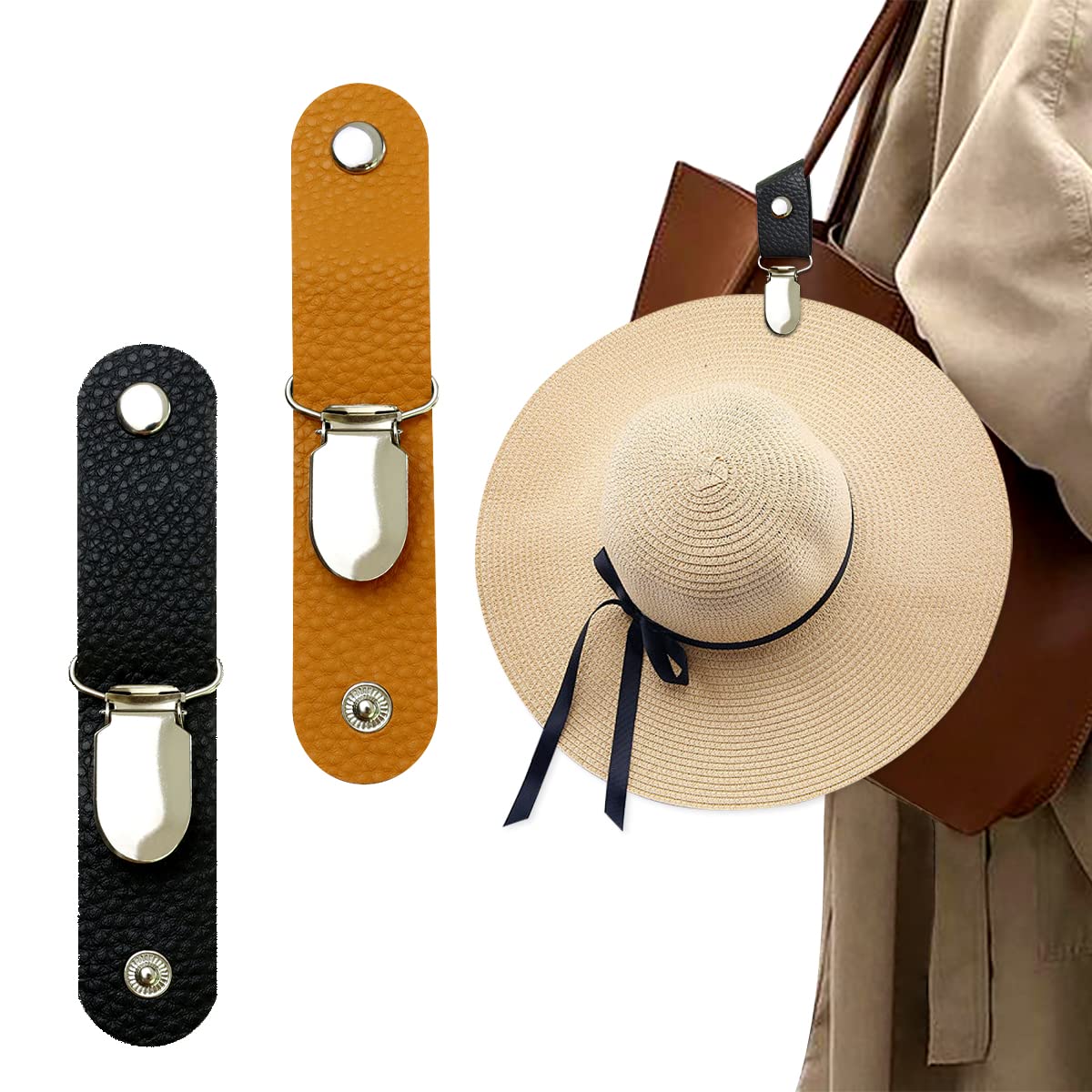 Men'S Accessories Holder - PUレザー製ハットクリップ、旅行用バッグ、ハンドバッグ、バックパックに吊るすキャップホルダー、女性男性用アウトドアビーチアクセサリー、帽子の仲間