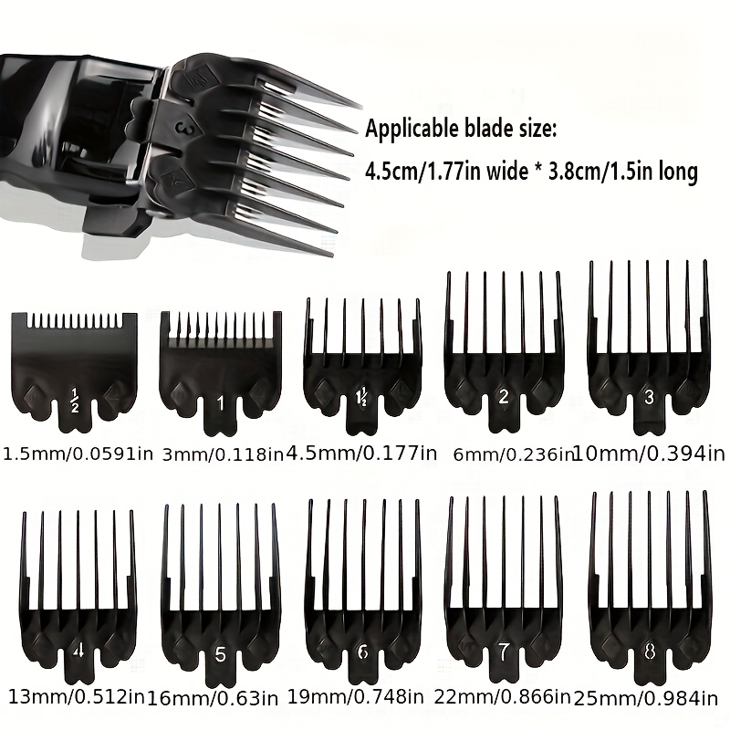 Men Accessories Guide - 10 個黒プラスチックバリカン制限コーム男性理容室ヘアトリマー切断ガイド交換アタッチメントサロンスタイリングツール