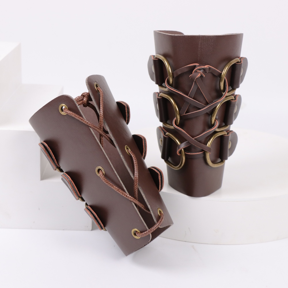 中世アーチェリー革ロング手袋スチームパンク鎧カフ戦士騎士アー - Medieval Men'S Accessories のレビューと価格