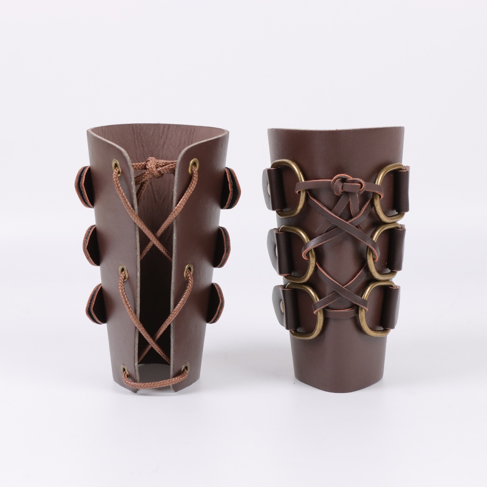 中世アーチェリー革ロング手袋スチームパンク鎧カフ戦士騎士アー - Medieval Men'S Accessories のレビューと価格
