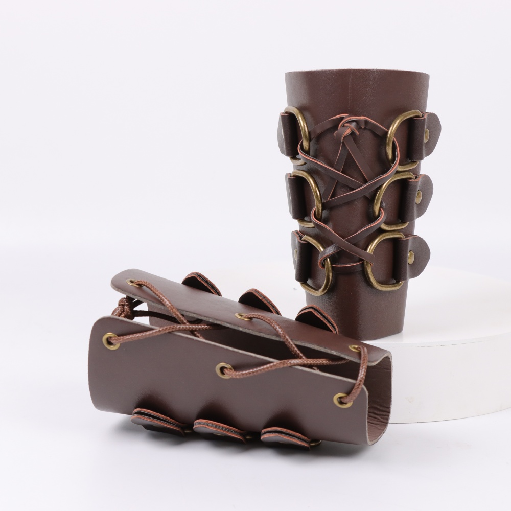 中世アーチェリー革ロング手袋スチームパンク鎧カフ戦士騎士アー - Medieval Men'S Accessories のレビューと価格
