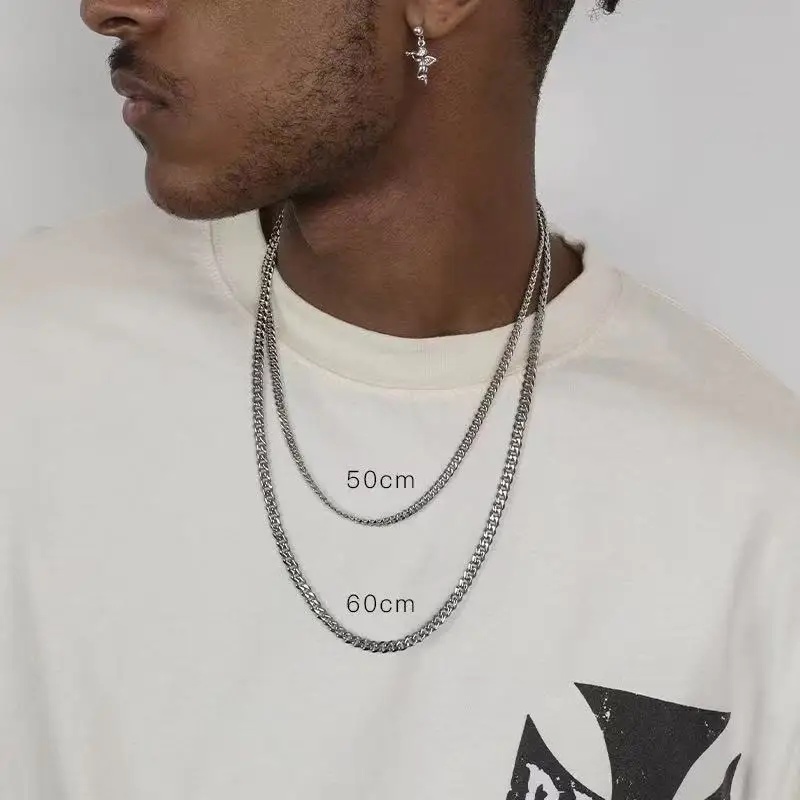 B&C シンプルチタンキューバンチェーン 3.5MM カラー - Men'S Accessories Chain のレビューと価格