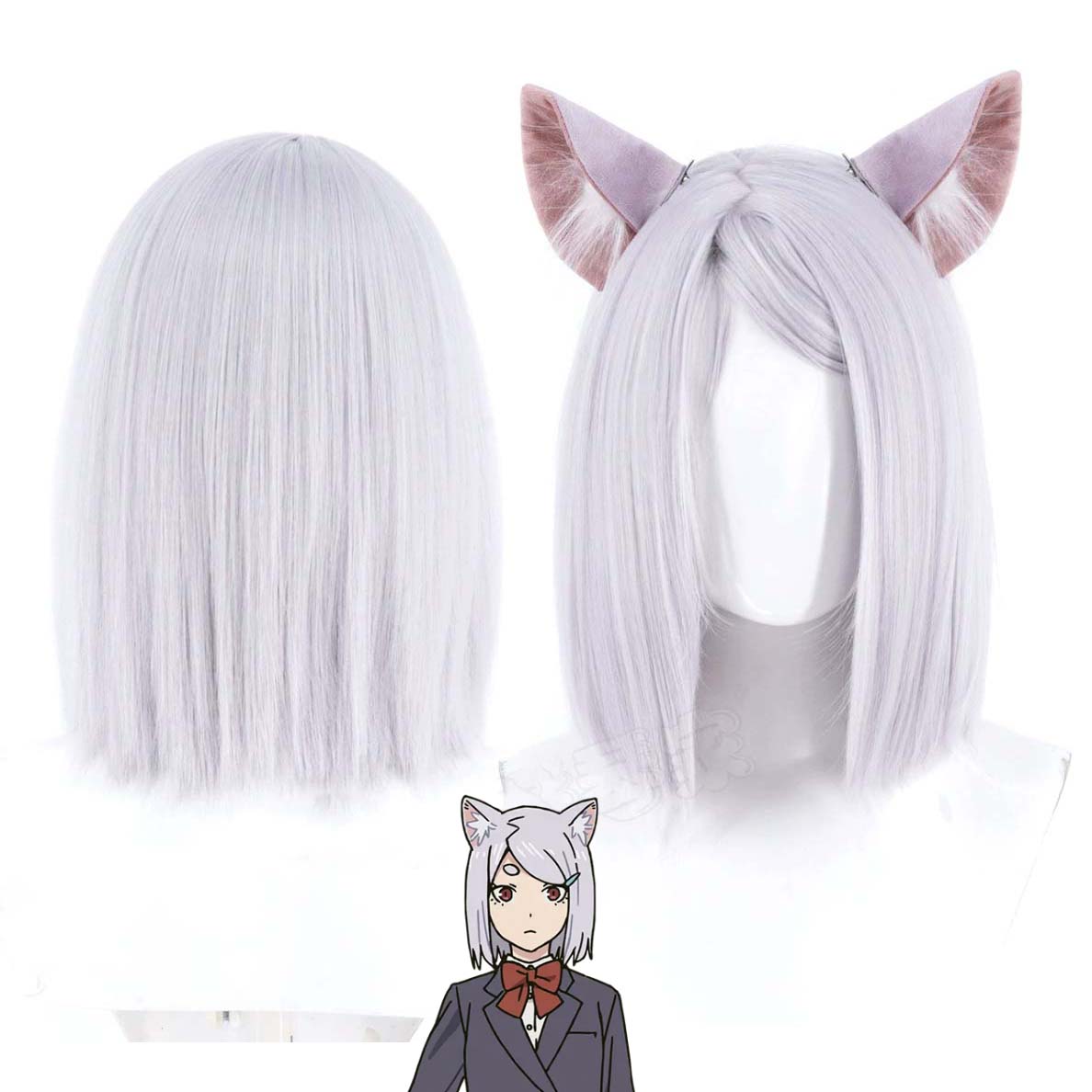 女性用ヤニネコ・イモコ・サトウ コスプレウィッグ シルバーホ - Men Accessories Silver のレビューと価格