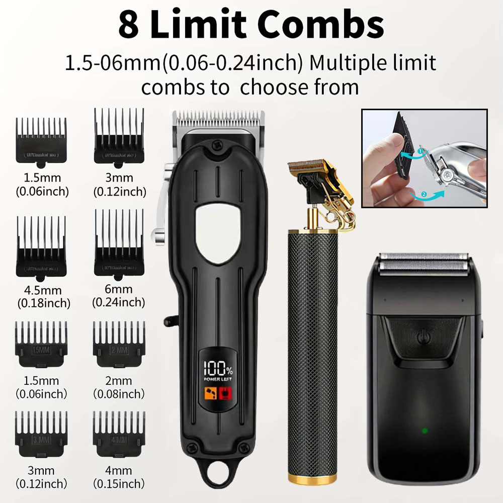 LCDディスプレイ付きプロ用バリカンセット、男性用充電式電動 - Men Accessories Guide のレビューと価格