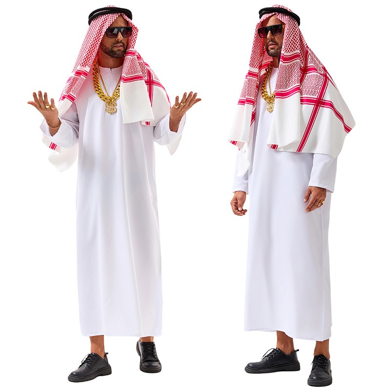 アラブ衣装 中東服 ドバイ タイクーン コスプレ 白ロングロ - Men'S Accessories Dubai のレビューと価格