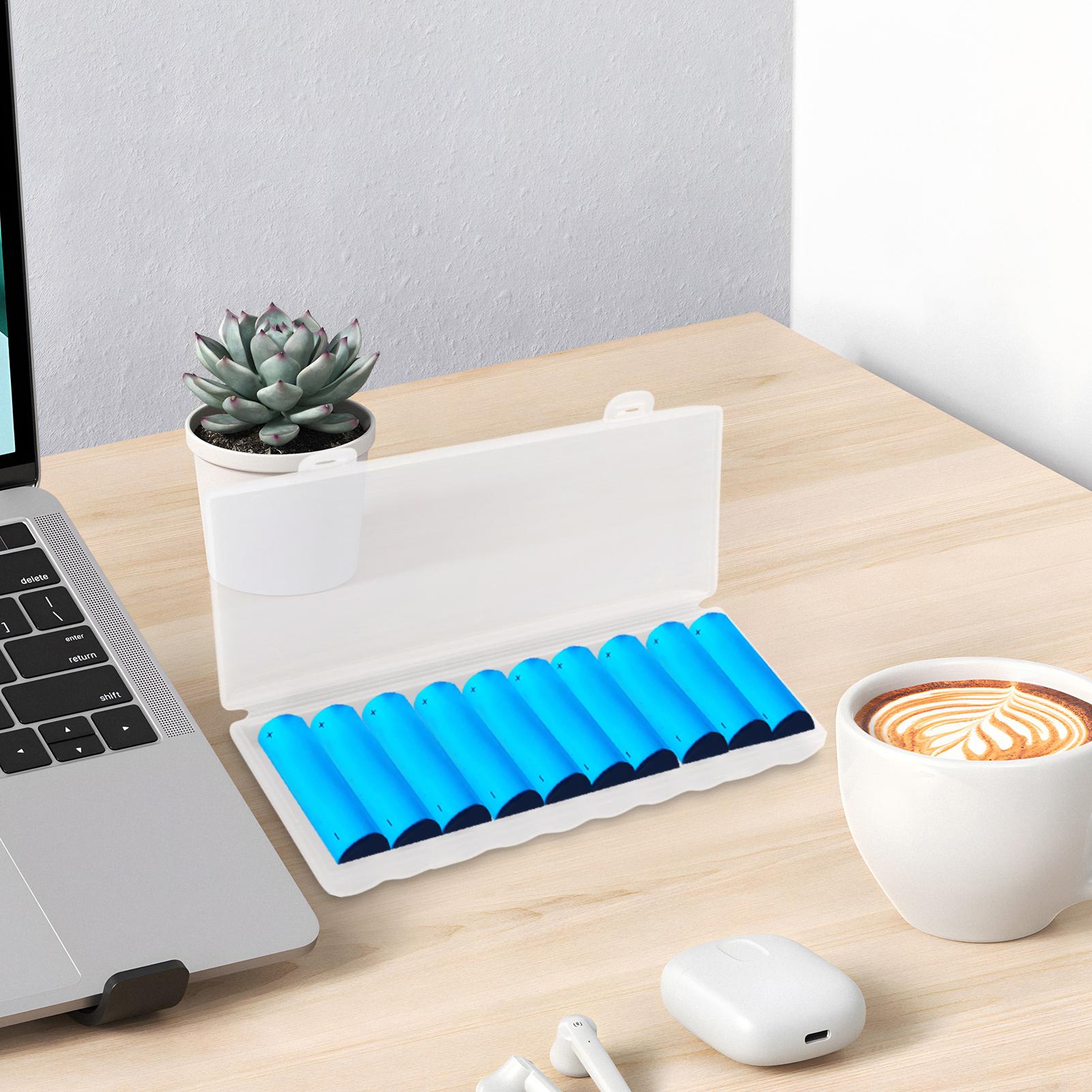 10スロットポータブル透明プラスチックバッテリー収納ボックス - Men Accessories Organiser のレビューと価格