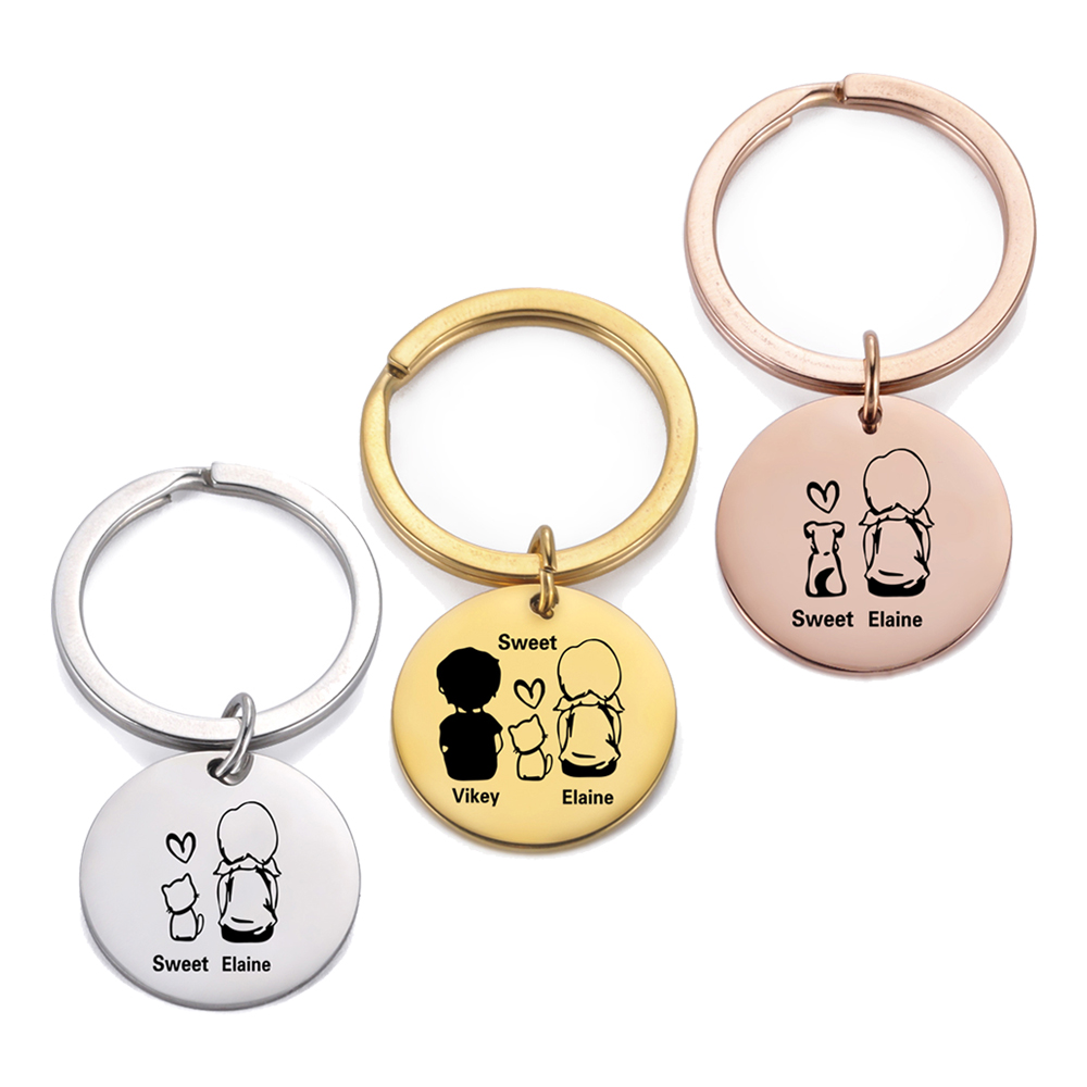 家族向けパーソナライズキーホルダー カスタムネームキーリング - Men Accessories Silver のレビューと価格