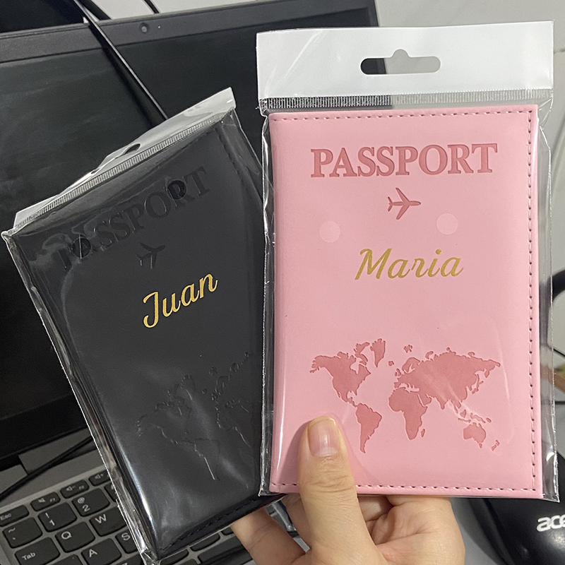 カスタムゴールドカラー名パスポートカバー旅行財布男性女性カス - Men'S Accessories Holder のレビューと価格