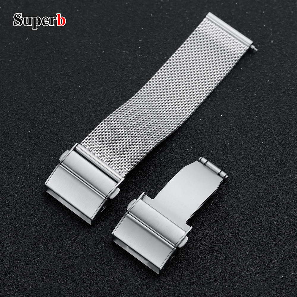 ステンレス鋼ダブルプレス自動時計バンドバックルシルバーブラッ - Men Accessories Silver のレビューと価格