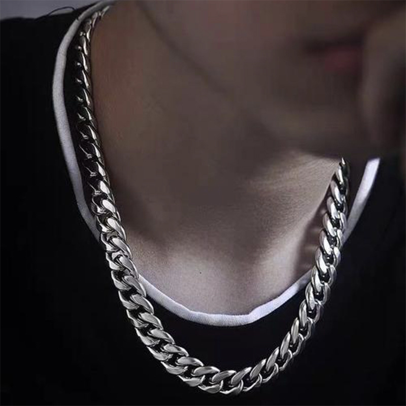 925 スターリングシルバーメッキフラットキューバチェーンネ - Men Accessories Silver のレビューと価格