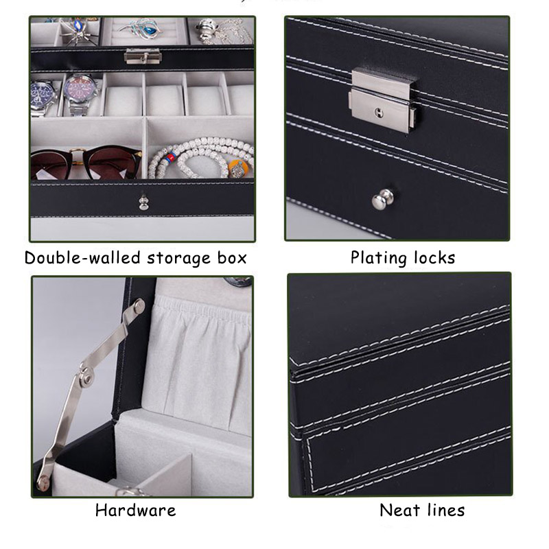 新しい12スロットレザー製ロック付き腕時計収納ボックス、男性 - Men Accessories Organiser のレビューと価格