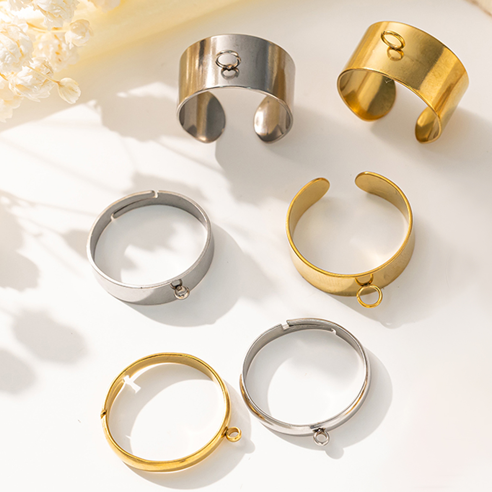 5 ピース/ロットステンレス鋼ゴールドカラーオープン調節可能 - Men Accessories Ring のレビューと価格
