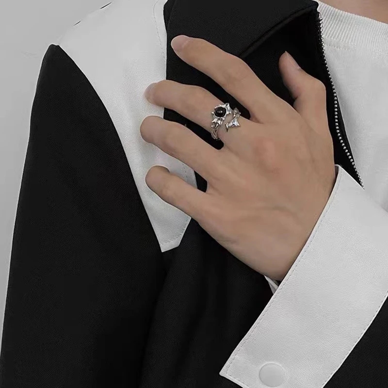 Kpop トレンドパンクゴスとげブラックシルバーカラー不規則 - Men Accessories Silver のレビューと価格