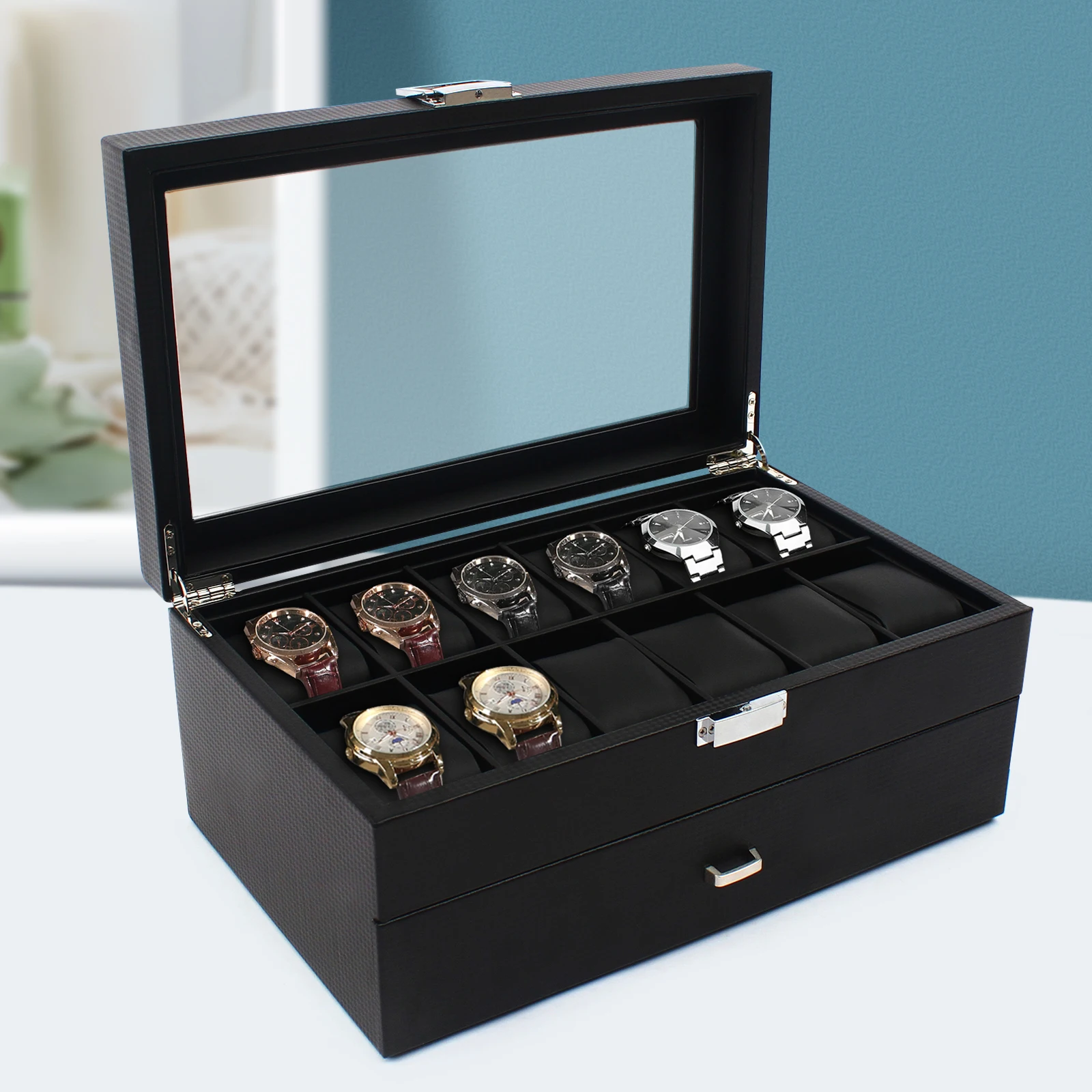 新しい 2 層 24 コンパートメント時計ボックスメンズケー - Men Accessories Organiser のレビューと価格